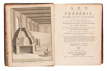 SCIENCE  NERI, ANTONIO; MERRET, CHRISTOPHER; KUNCKEL, JOHANN; et al. Art de la Verrerie.  1752